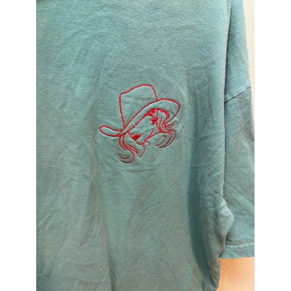 Comfort Colors Teal Embroidered Cowgirl Graphic T-Shirt Womens Large